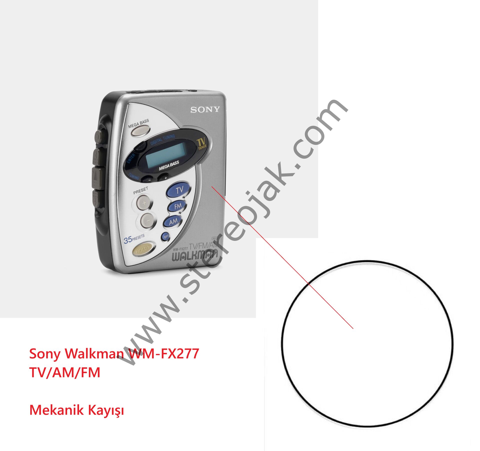 Sony Walkman WM-FX277 TV/AM/FM        Walkman  Mekanik Lastiği