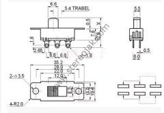 SGSW-77 , Anahtar on off   6 bacak  sürgülü switch  amperli   3amper 250v