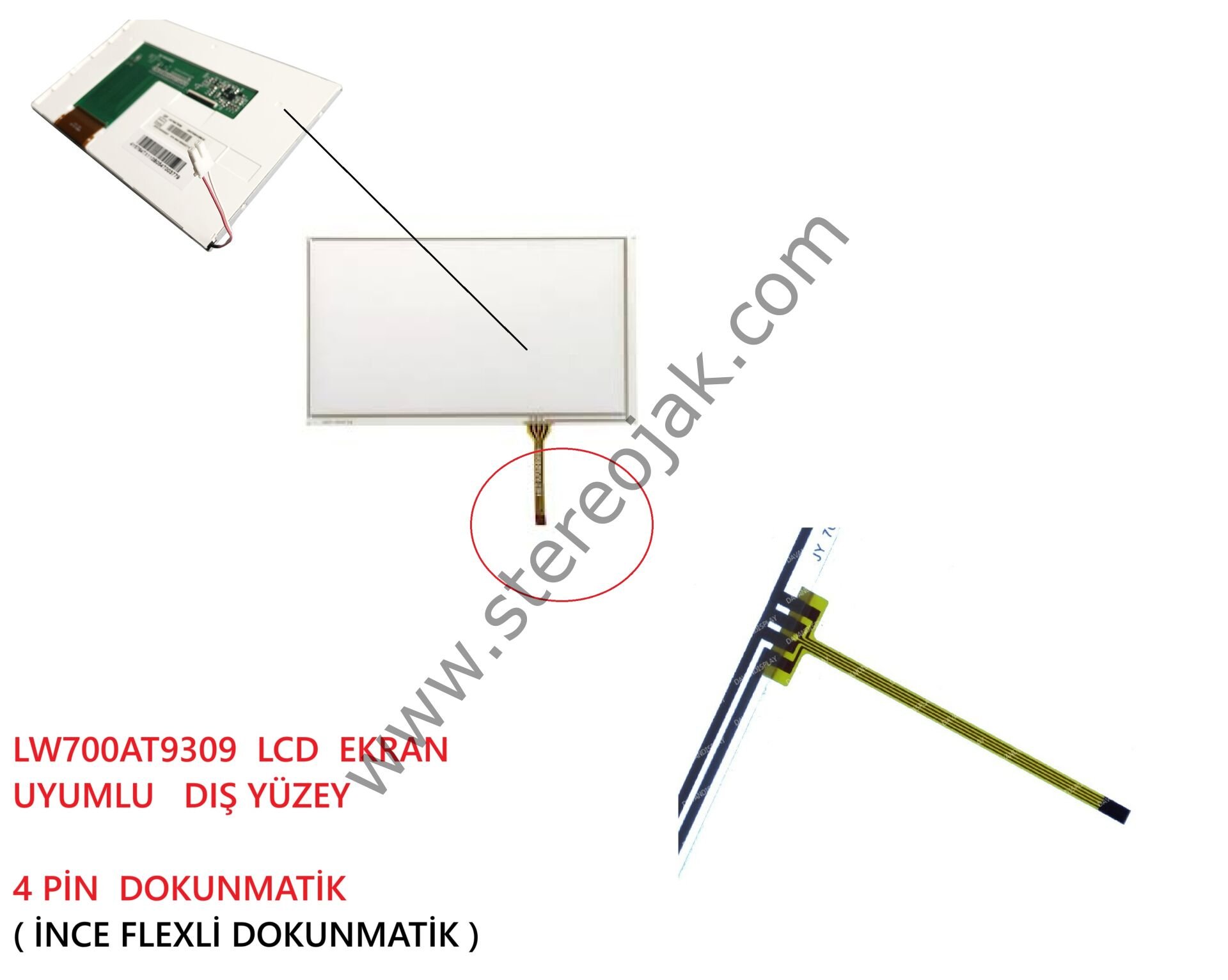 LW700AT9309    LCD EKRAN  UYUMLU   DIŞ  YÜZEY  DOKUMATİK  BÖLÜM