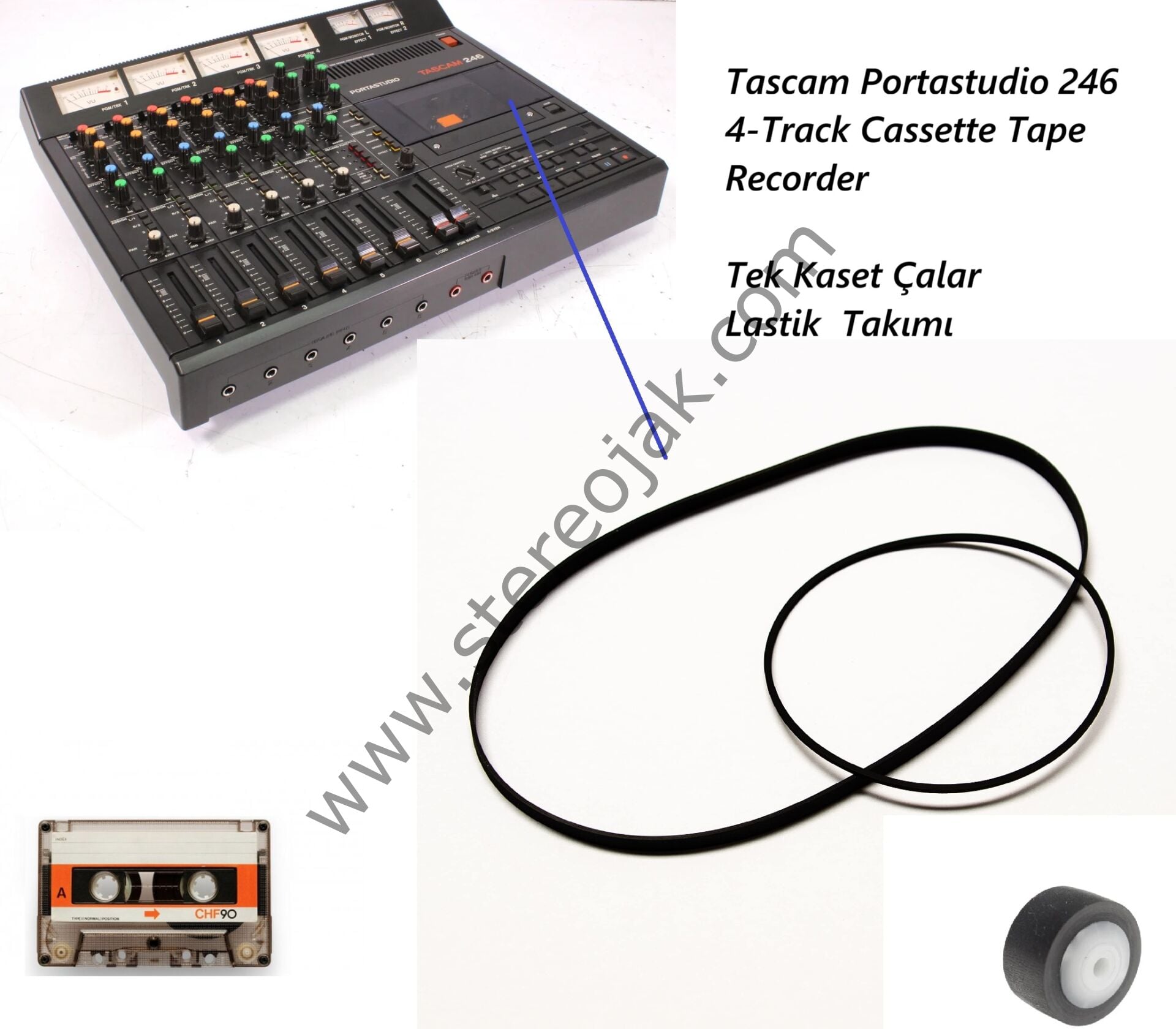 Tascam 246 Portastudio 4 Track Tape Recorder     Tek Kaset Çalar Lastik Seti