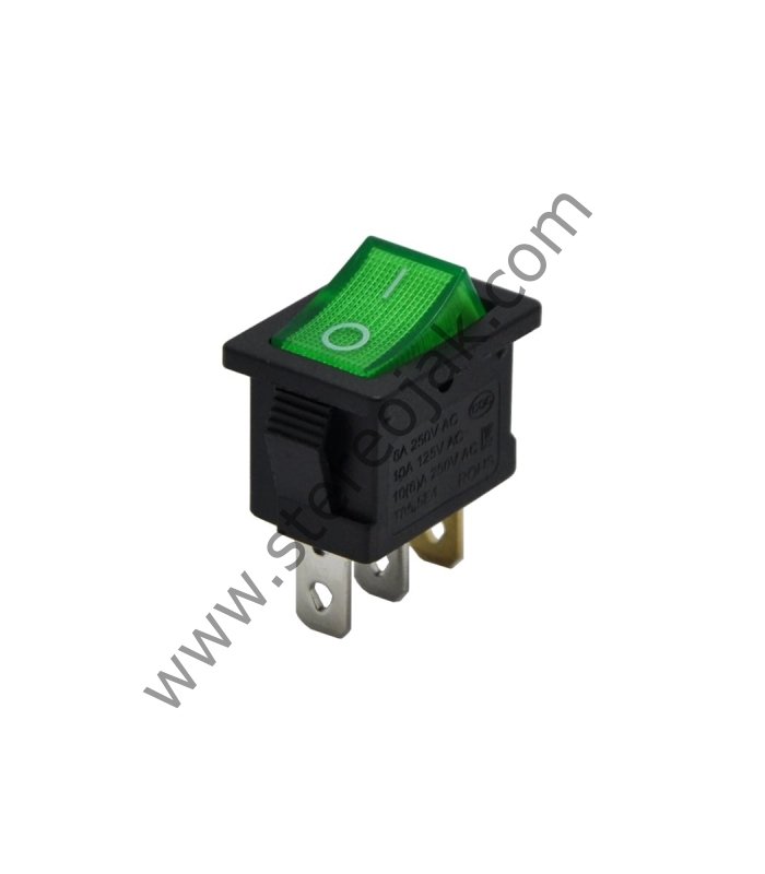 Ufak Yeşil Işıklı Yükseltici Anahtar ON-OFF 3 Pin Kaliteli