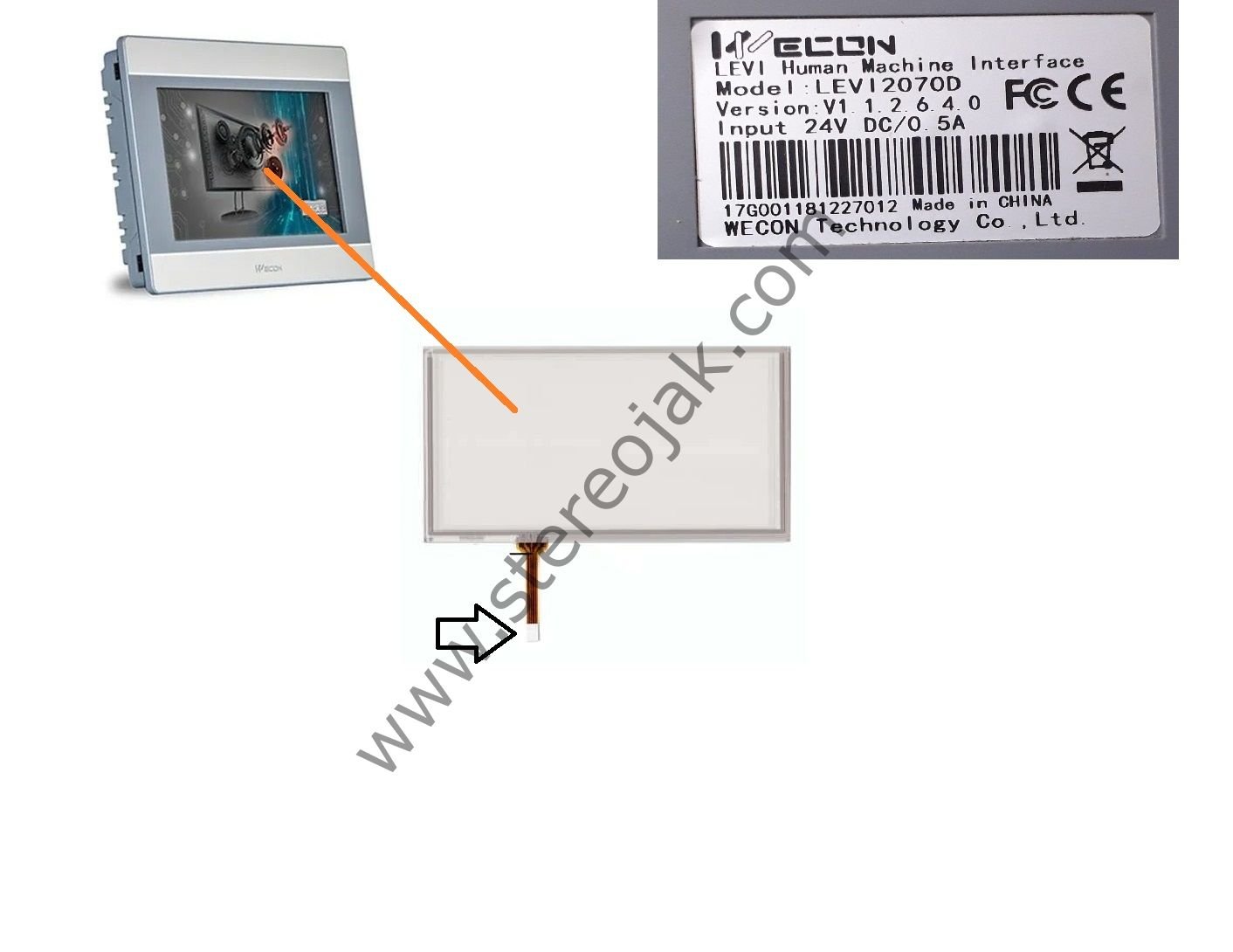 Model : LEV12070D   Uyumlu Dokunmatik   WECON LEVI Human Machine Interface    ( DOKUNMATİK :  AO4081A )