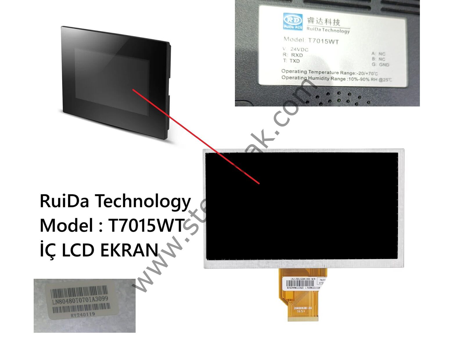 RuiDa Technology Model : T7015WT İÇ LCD EKRAN    ( LN80480T070IA3099 LCD )    LN80480T070IA3099V1A