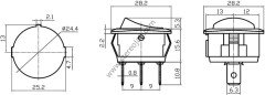 12V DC 25A Kırmızı Noktalı Anahtar 3 Pin ON-OFF Kaliteli