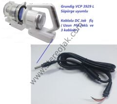 Grundig VCP 3929 L Süpürge uyumlu   Kablolu DC Jak   fiş   ( Uzun  Mil Jaklı  ve  3 kablolu )