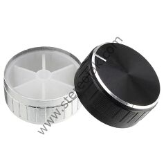 Metalik Parlak Potansiyometre Düğme Gümüş Renk 40MM Genişlik , 17MM Yükseklik