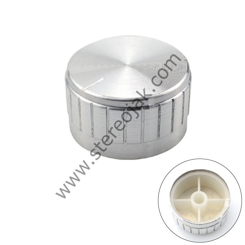 Metalik Parlak Potansiyometre Düğme Gümüş Renk 30MM Genişlik , 17MM Yükseklik