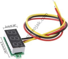 0-100 Volt ,  3 Kablolu , DC Voltmeter , 0.28inch , Voltmetre