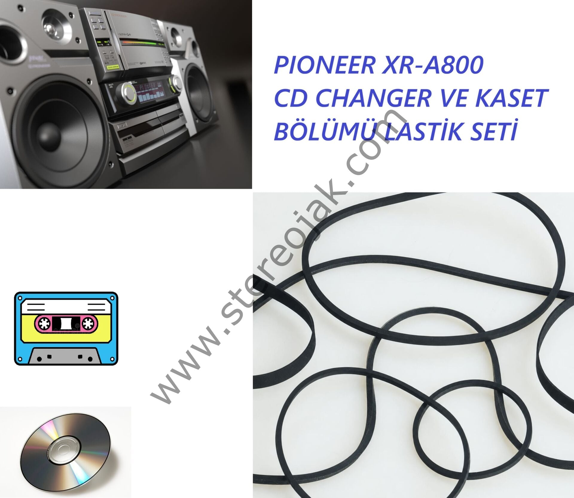 PIONEER XR-A800      25 + 1  FILE-TYPE  CD CHANGER VE KASET BÖLÜMÜ LASTİK SETİ