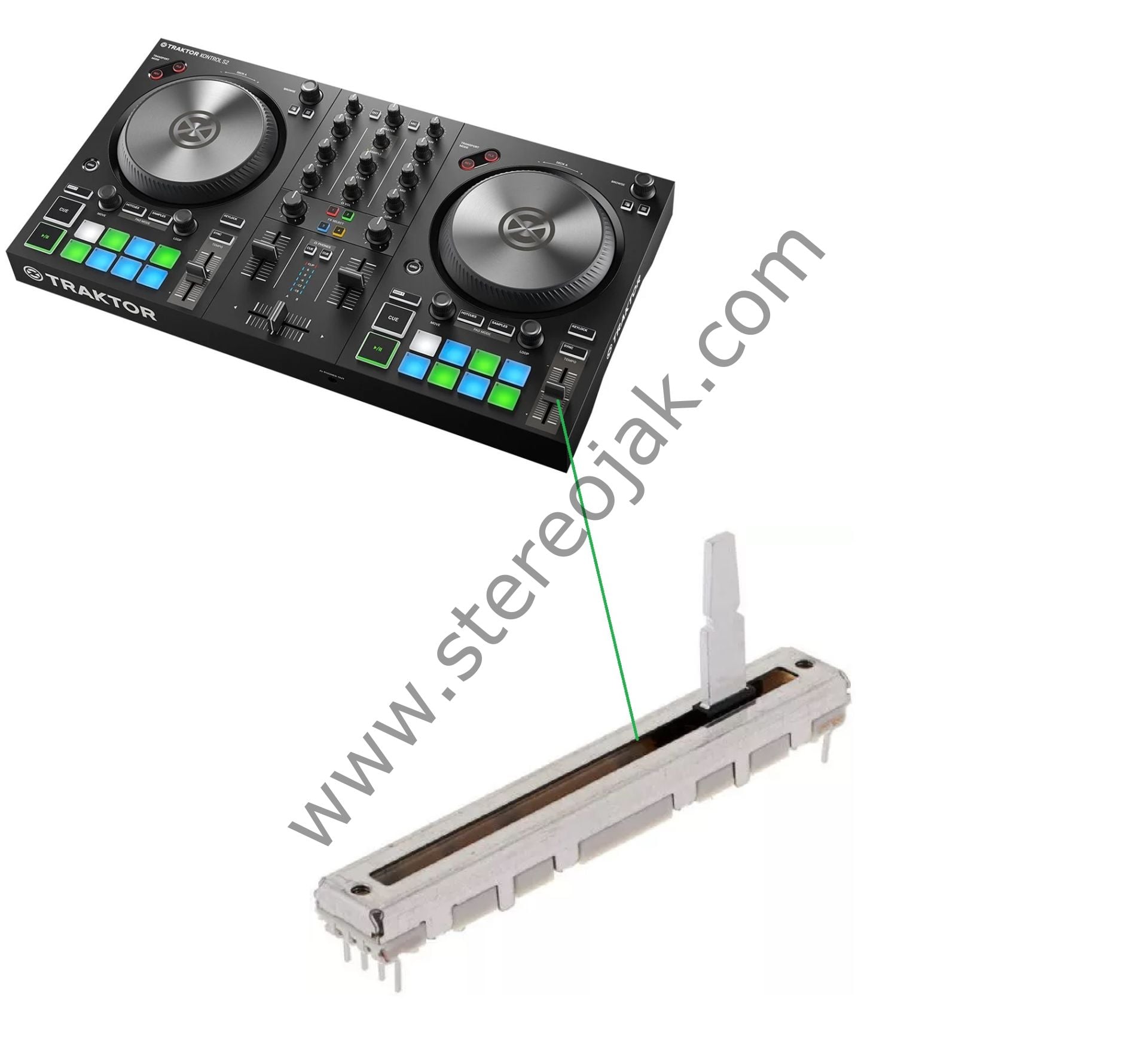 TRAKTOR KONTROL S2 MK3  SÜRGÜLÜ   TEMPO POTANSI  ( PITCH  TEMPO FADER) 20KBM2X2       4 + 4  ayaklı