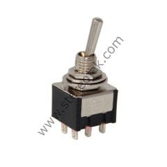 3 Konumlu , Çubuklu Anahtar , Toggle Switch , 6 Pin , ON-OFF-ON , 6 mm , Lehim Ayak , Kaliteli