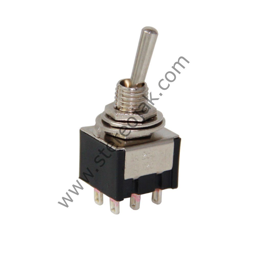3 Konumlu , Yaylı , Çubuklu Anahtar , Toggle Switch , 6 Pin , ON-OFF-YAYLI ON , 6 mm , Lehim Ayak , Kaliteli