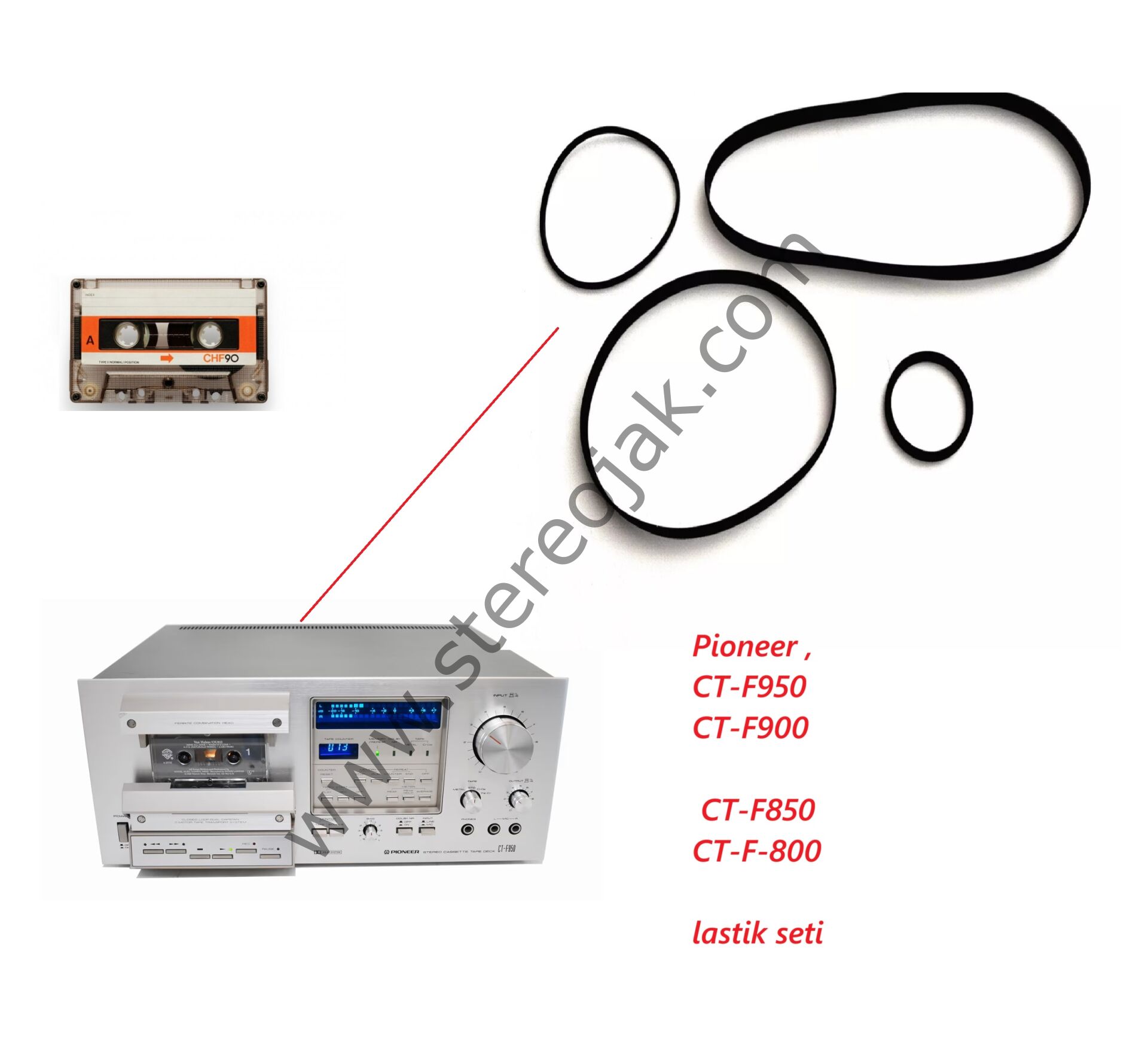 Pioneer , CT-F950  CT-F900   CT-F850  CT-F-800        Kaset  Mekanik Lastik seti