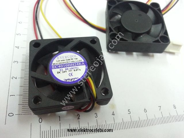 4CM RULMANLI  EL BEARING    EVERCOOL TAIWAN 40x40x10mm dc 24 volt 0.07 amper