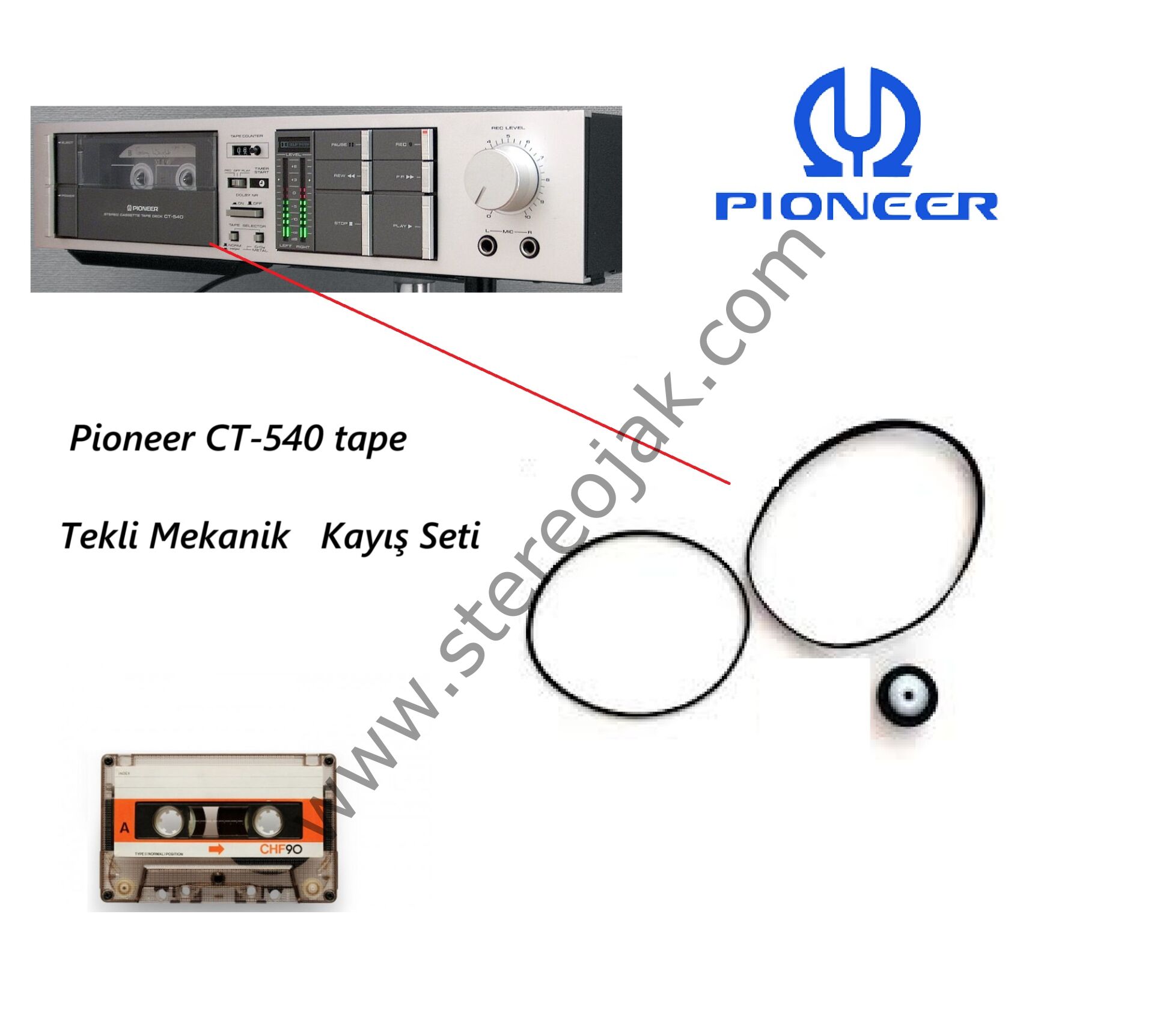 Pioneer CT-540 tape   Dek Teyp  Lastik  Seti