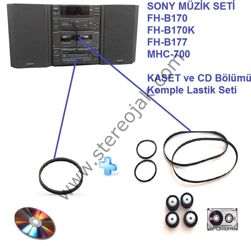 SONY FH-B170   FH-170B   FH-B170K  FH-B177    MHC-700    ( CD VE   KASET BÖLÜMÜ LASTİK SETİ )