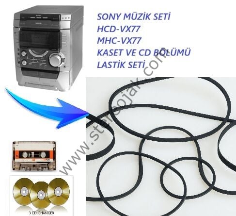 HCD-VX77  MHC-VX77   ÇİFT KASET - VİDEO CD PLAYER    MEKANİKLERİ İÇİN UYUMLU  SONY MÜZİK SETİ  LASTİK SETİ