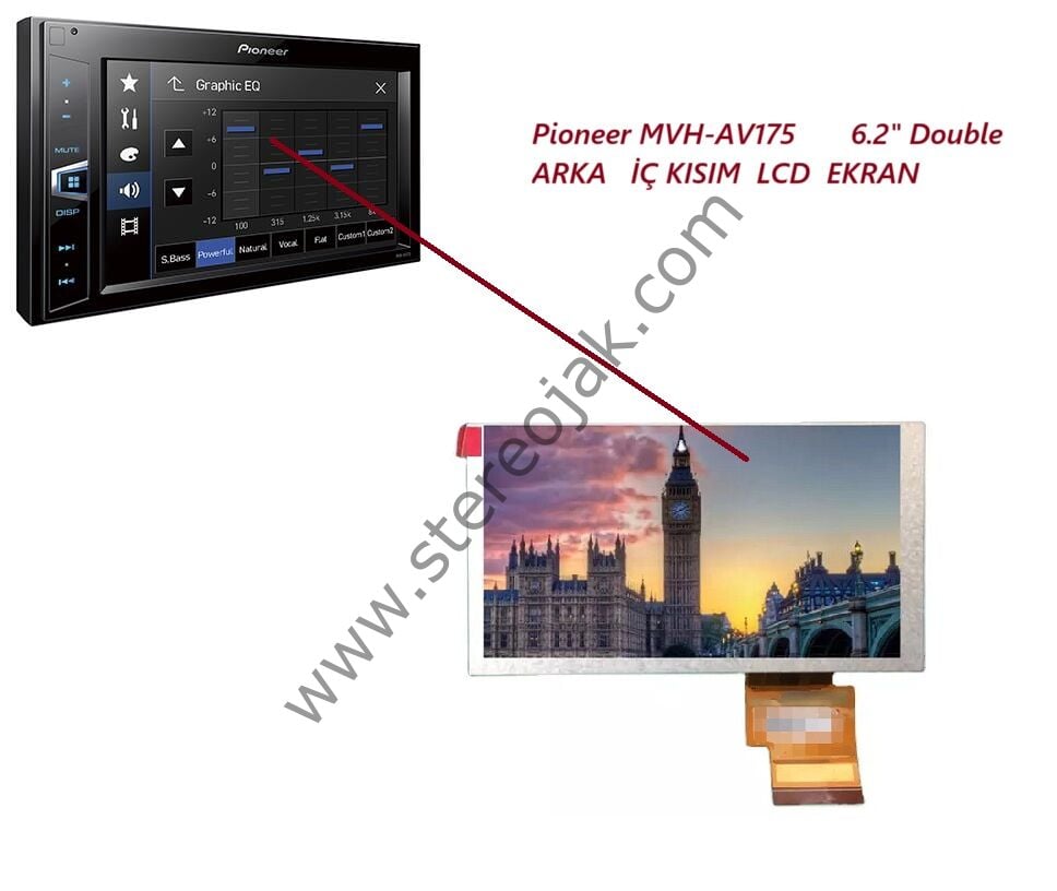 Pioneer MVH-AV175       6.2'' Double     ARKA   İÇ KISIM  LCD  EKRAN