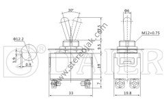 Çubuklu Anahtar , Toggle Switch , 4 Pin , ON-OFF , 12 mm , Vida Ayak , Kaliteli