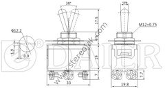 Çubuklu Anahtar , Toggle Switch , 6 Pin , ON-OFF , 12 mm , Vida Ayak , Kaliteli