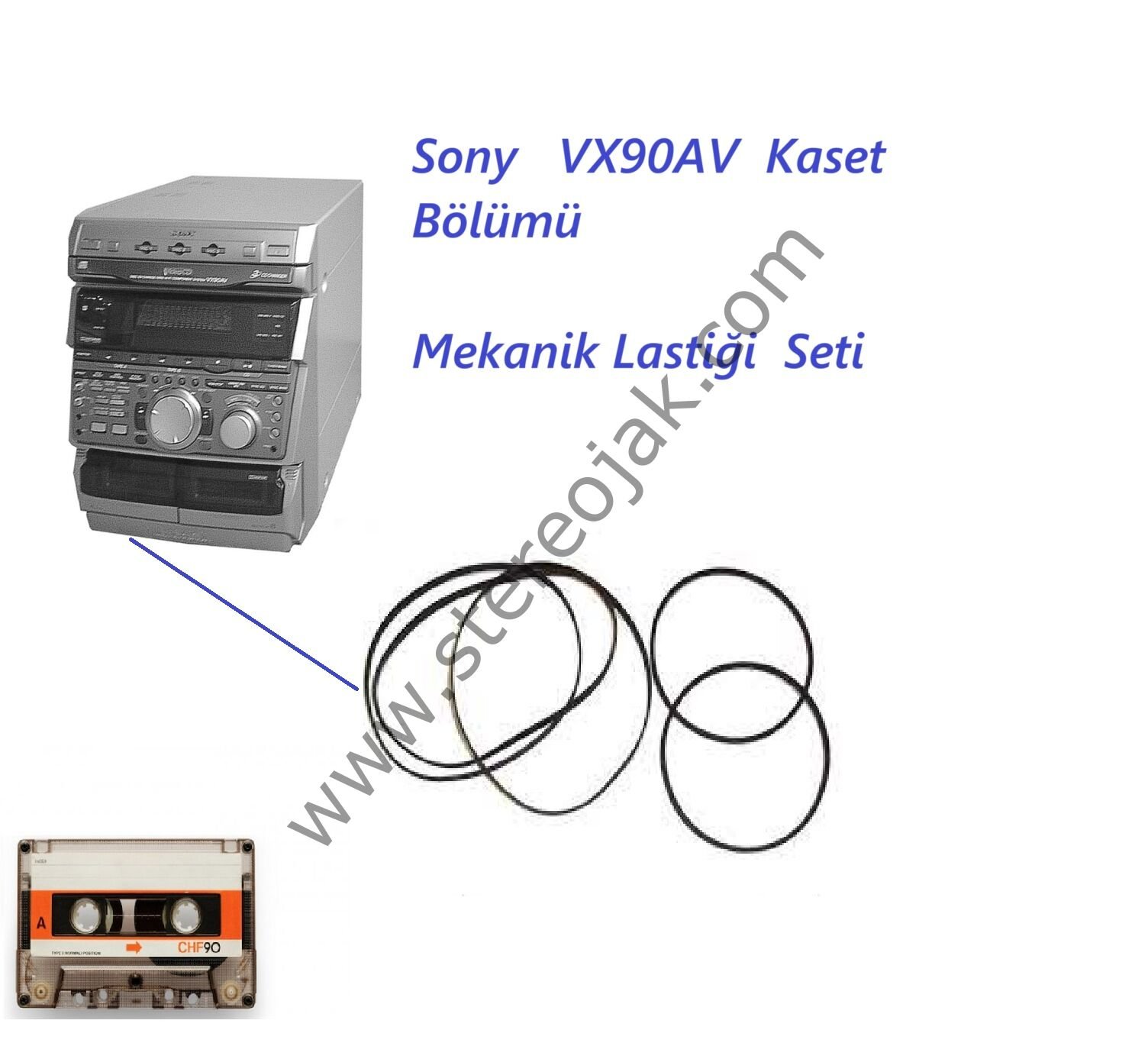 Sony   VX90AV  (  HCD-VX90AV )      Müzik Seti  Kaset Bölümü Lastik Seti