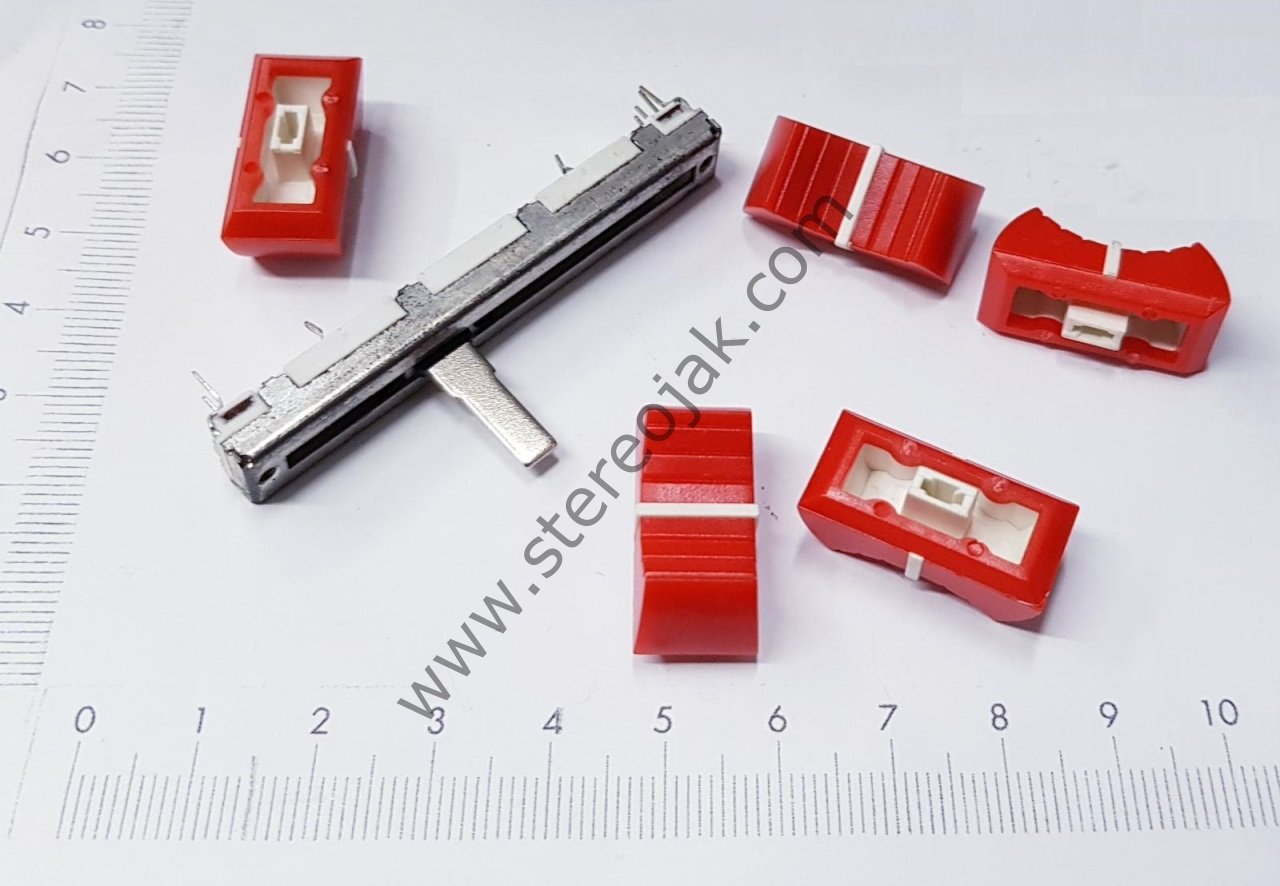 Kırmızı Mixer Başlığı , İnce Başlar İçin , Beyaz Çizgili , Kabartmalı , Sürgülü Pot Düğmesi , Pot Şapkası Kaliteli , 2.4cm x 1.1cm