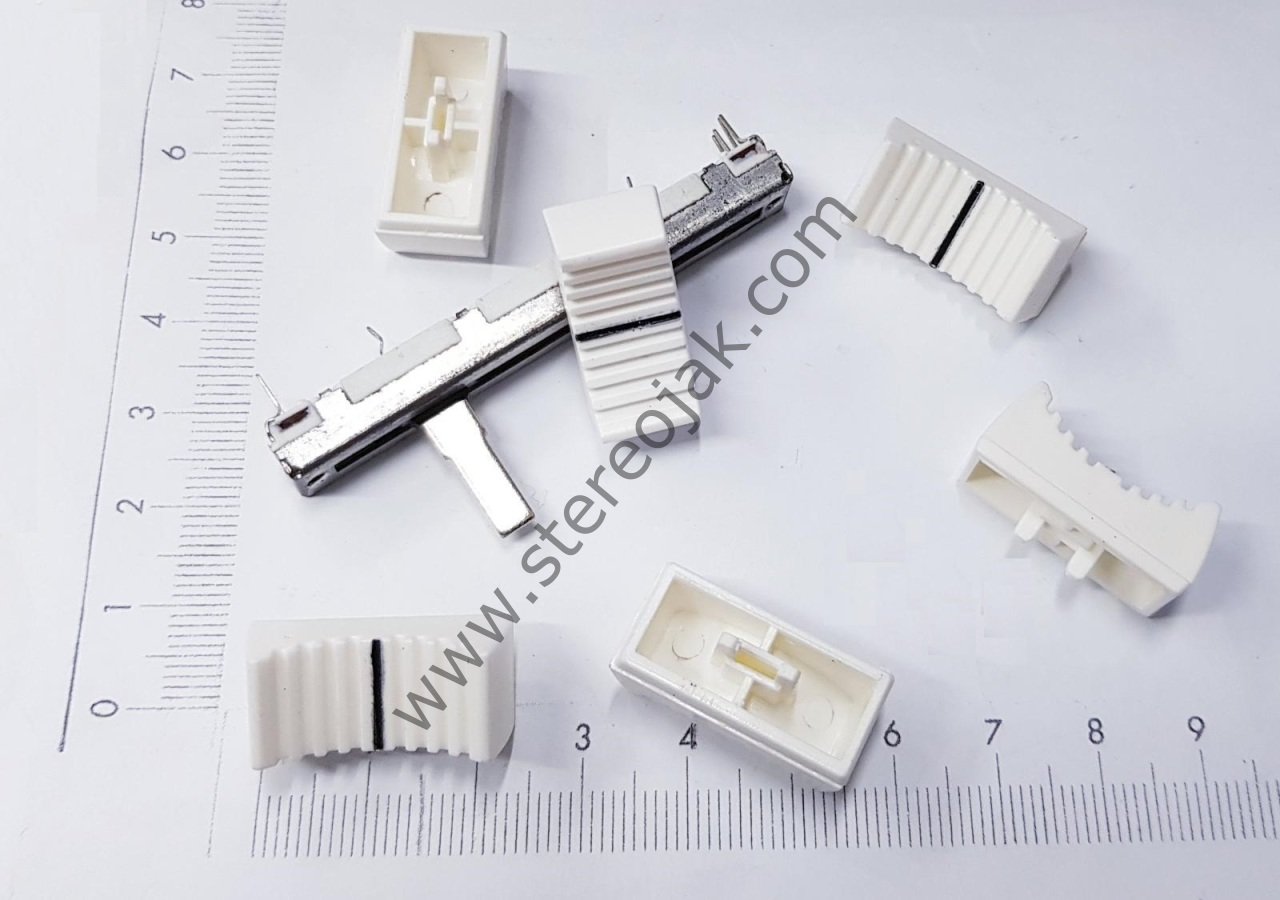 Beyaz Mixer Başlığı , İnce Başlar İçin , Siyah Çizgili , Kabartmalı , Sürgülü Pot Düğmesi , Pot Şapkası Kaliteli , 2.4cm x 1.1cm