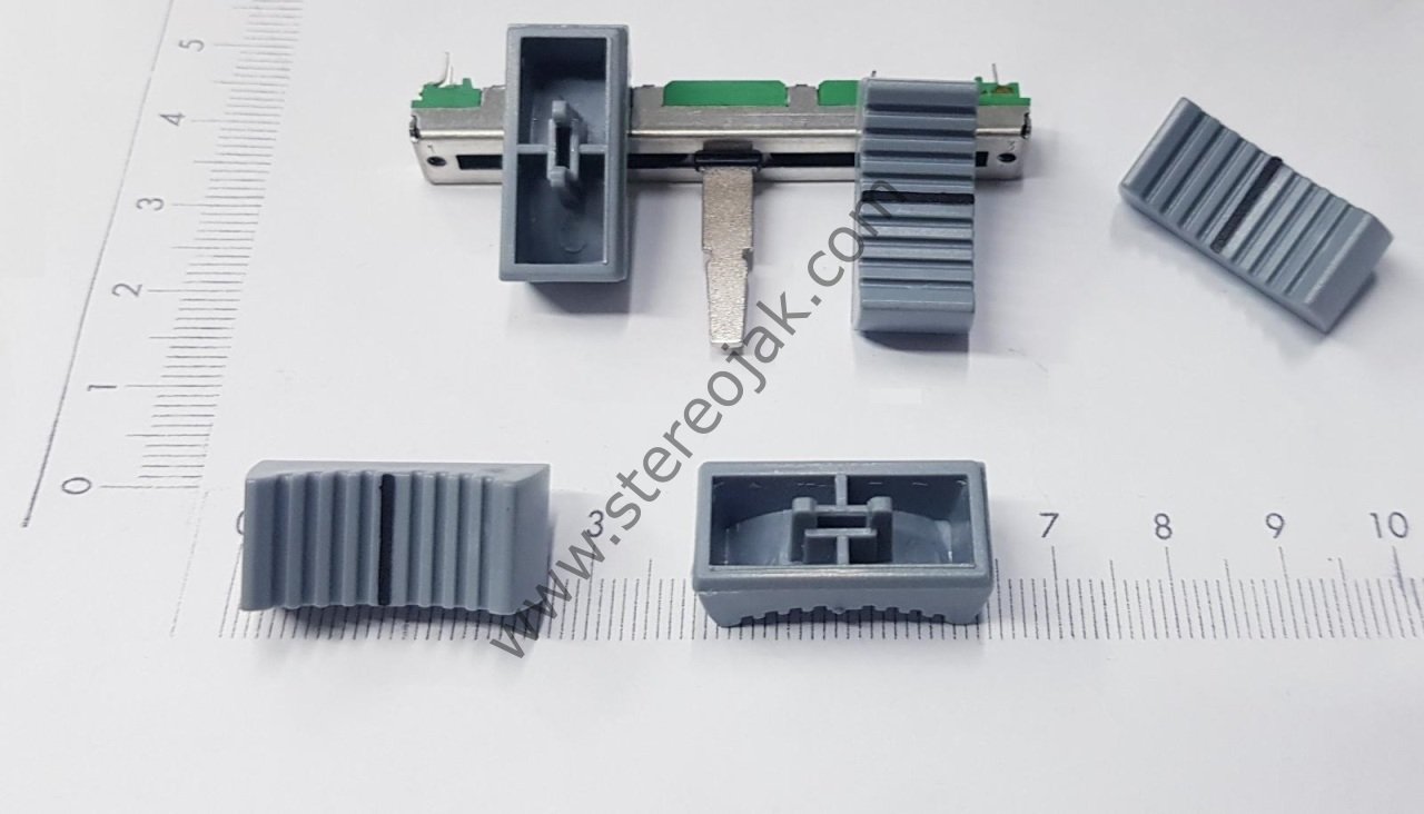 Gri Mixer Başlığı , Slim İnce Başlar İçin , Siyah Çizgili , Kabartmalı , Sürgülü Pot Düğmesi , Pot Şapkası Kaliteli , 2.4cm x 1.1cm