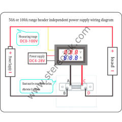 DC 0-100V / 0-50A Dijital Volt-Ampere Metre – Şönt Dahil