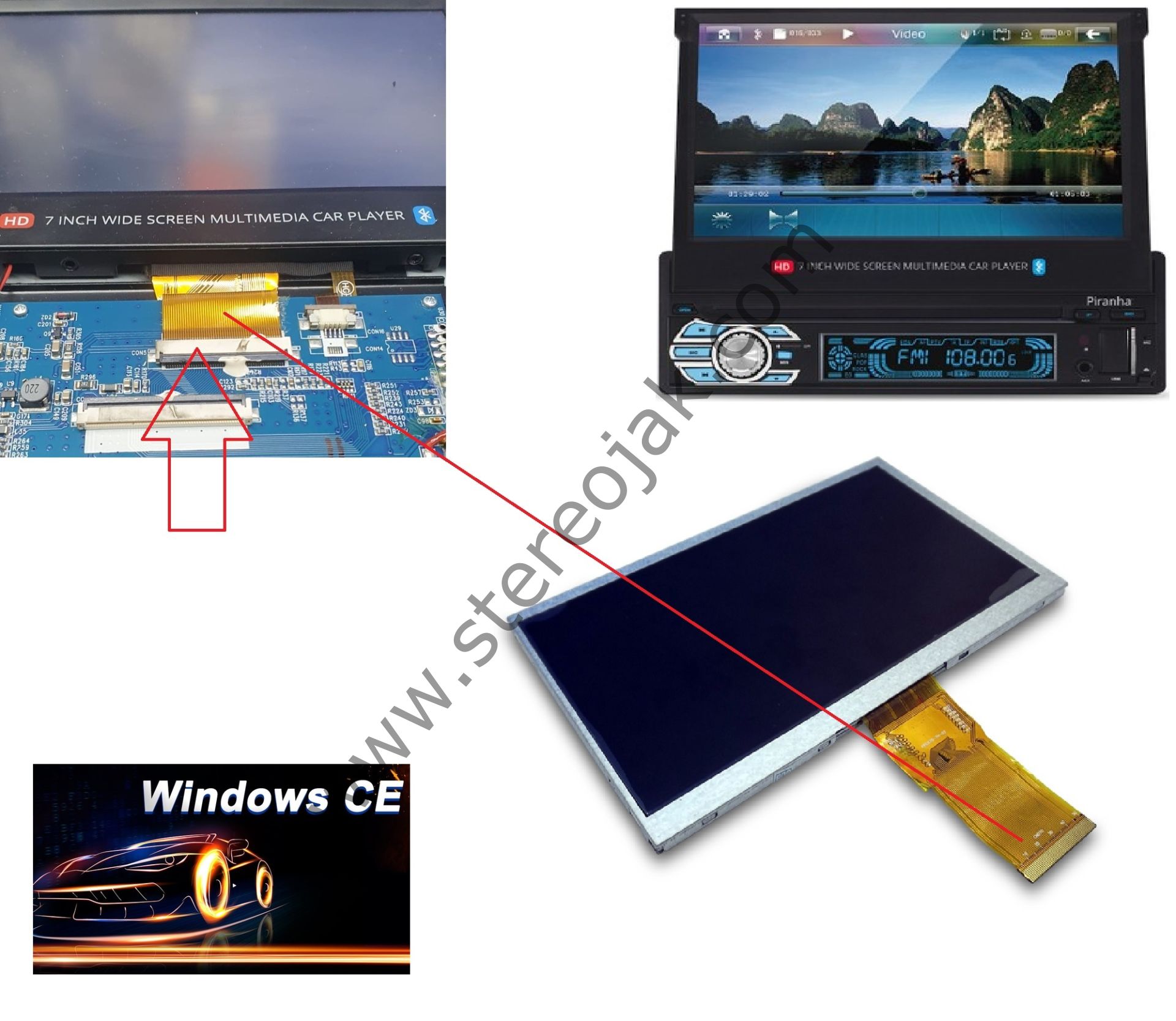 Piranha Titan C Type  İndash  LCD EKRAN  ( Arka kısım LCD EKRAN )
