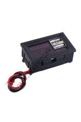12V Dijital Volt Amper Metre , Çift Usb Çıkışlı , Akü - Pil Göstergeli