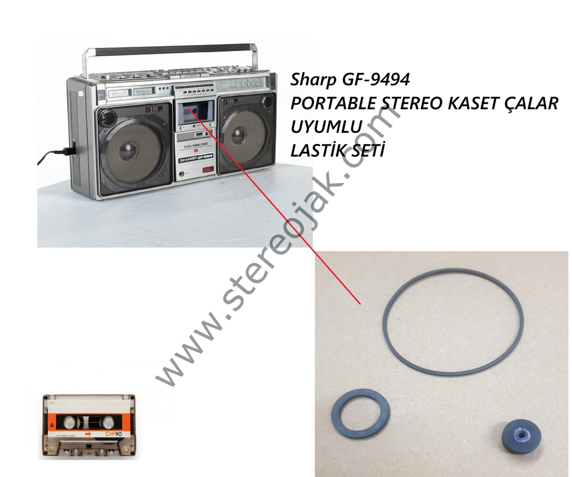 Sharp GF-9494 PORTABLE STEREO KASET ÇALAR    UYUMLU  LASTİK SETİ