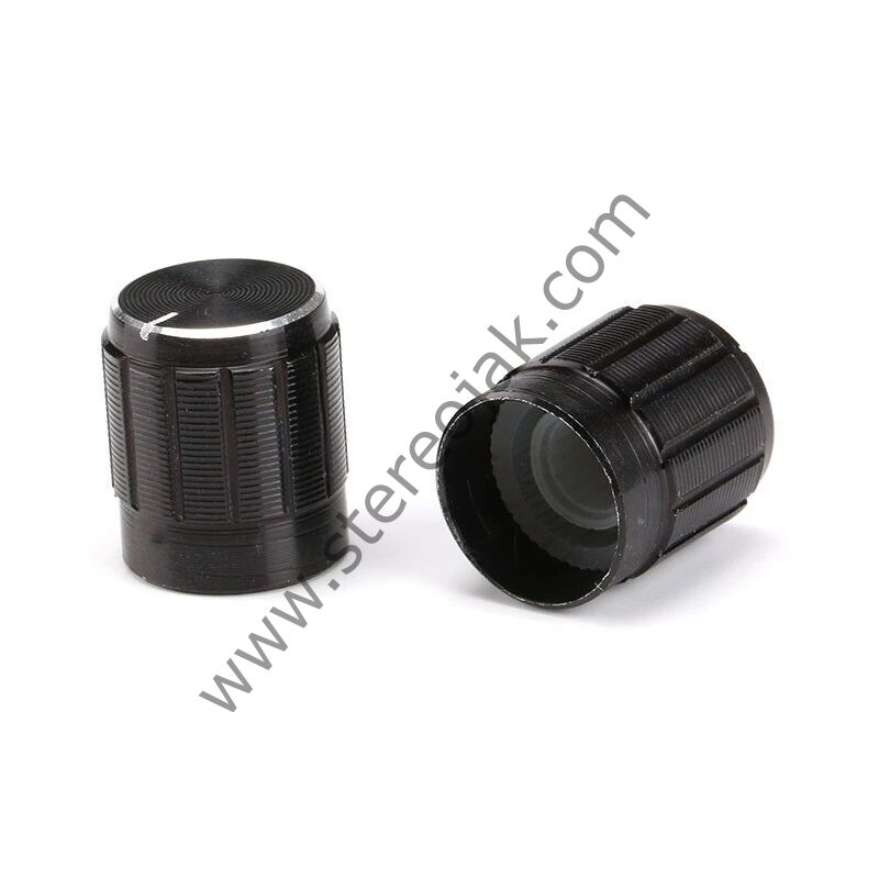 Metalik Parlak Potansiyometre Düğme Siyah Renk 17MM Genişlik , 17MM Yükseklik