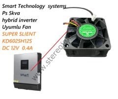 Smart Technology  systems  Ps 5kva  hybrid inverter Uyumlu Fan  SUPER SLIENT  KD6025H12S   DC 12V  0.4A     ( UZUN ÖMÜRLÜ FAN )