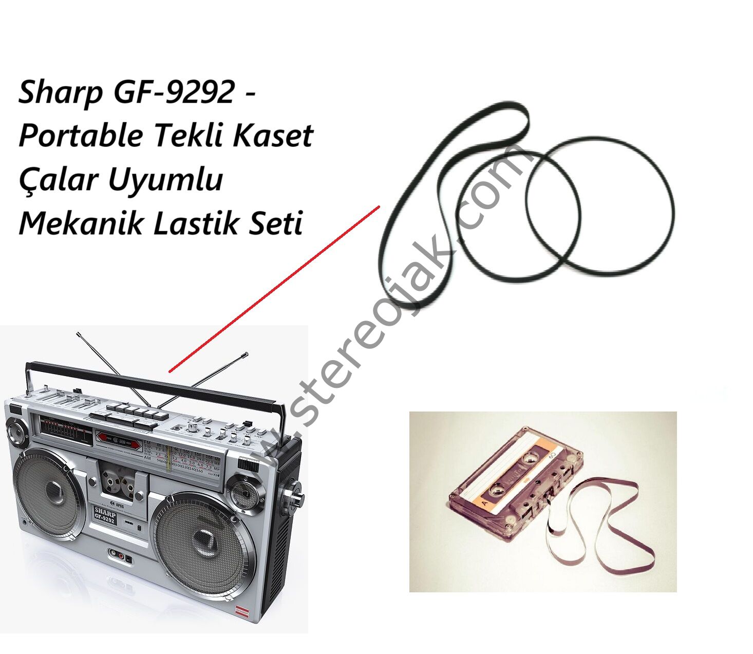 Sharp GF-9292 - Portable  Tekli Kaset Çalar   Uyumlu Mekanik  Yassı   Lastik