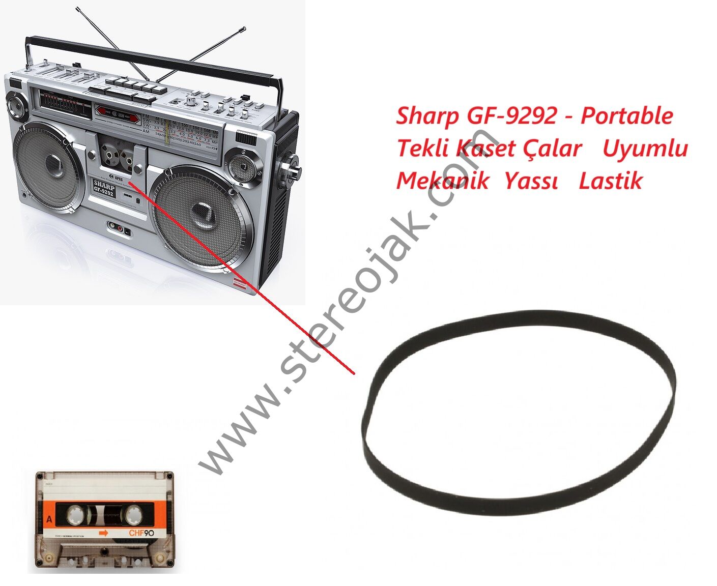 Sharp GF-9292 - Portable  Tekli Kaset Çalar   Uyumlu Mekanik  Yassı   Lastik
