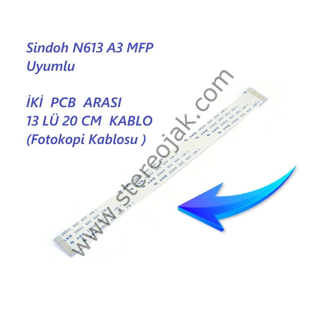 Sindoh  N613 A3 MFP  Printer  Uyumlu   İKİ  PCB  ARASI 13 LÜ 20 CM  KABLO   (Fotokopi Kablosu )
