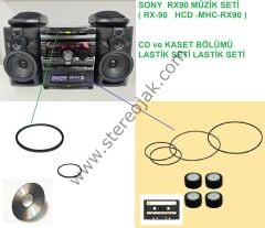 SONY  RX90 MÜZİK SETİ    ( RX-90   MHC-RX90    HCD-RX90  )  CD ve KASET BÖLÜMÜ LASTİK SETİ LASTİK SETİ